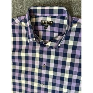 Express Modern Fit Long Sleeve Navy/Purple  - Men's Size Large